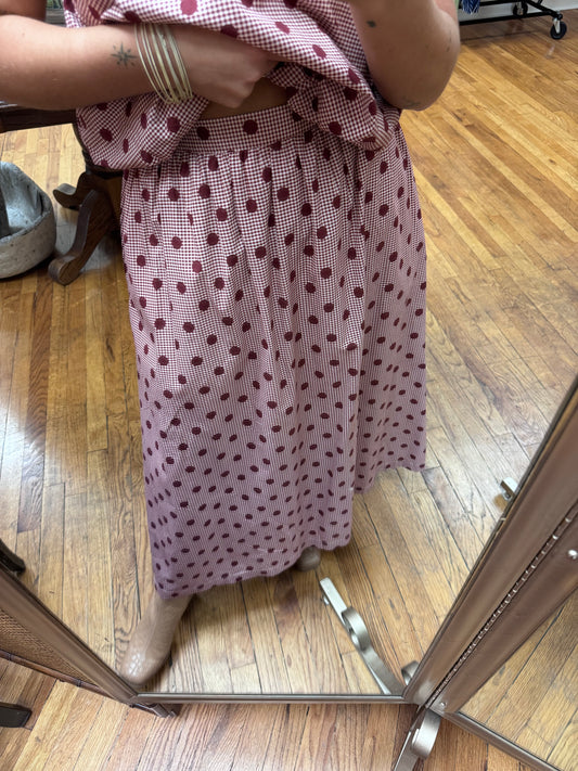 Burgundy Dot Skirt