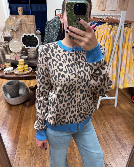 Leopard Contrast Cardigan
