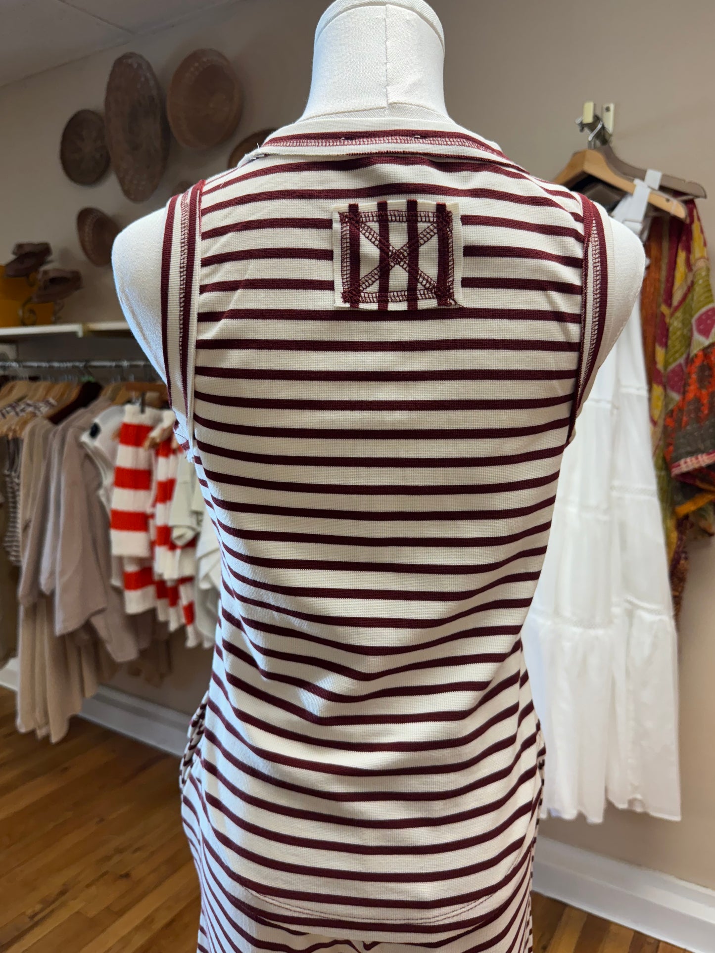 Burgundy Striped Knit Tank