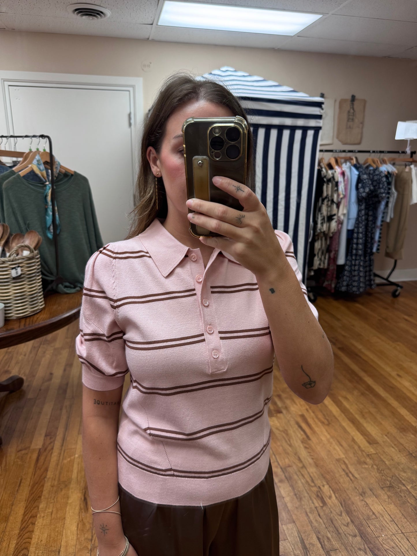 Dusty Pink Knit Polo