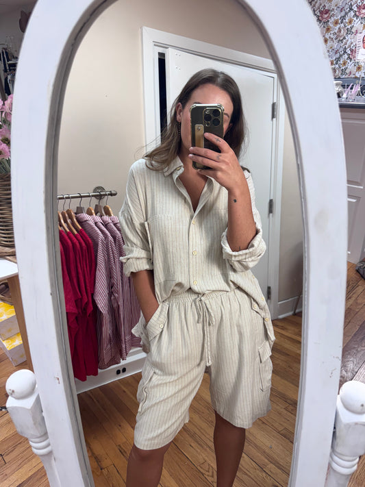 Latte Striped Shorts