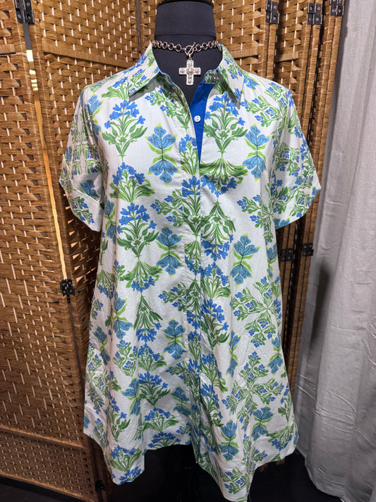 Green & Blue Floral Dress