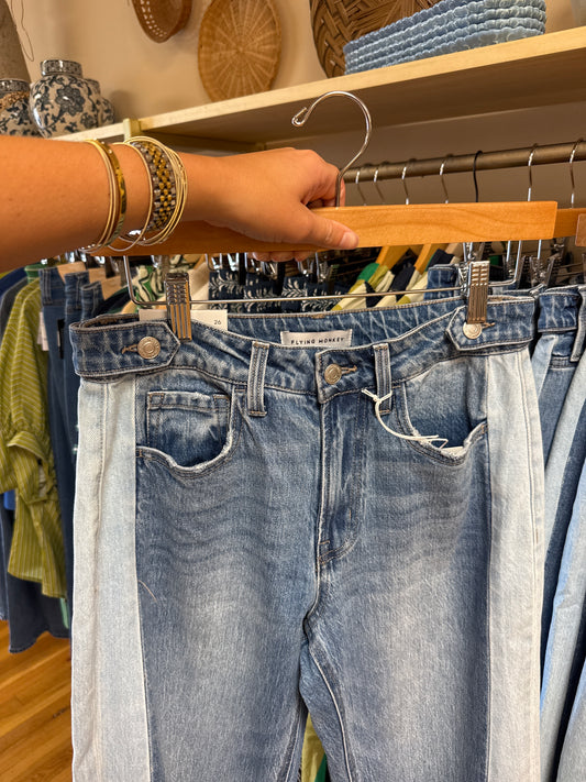 Two Tone Barrel Jeans