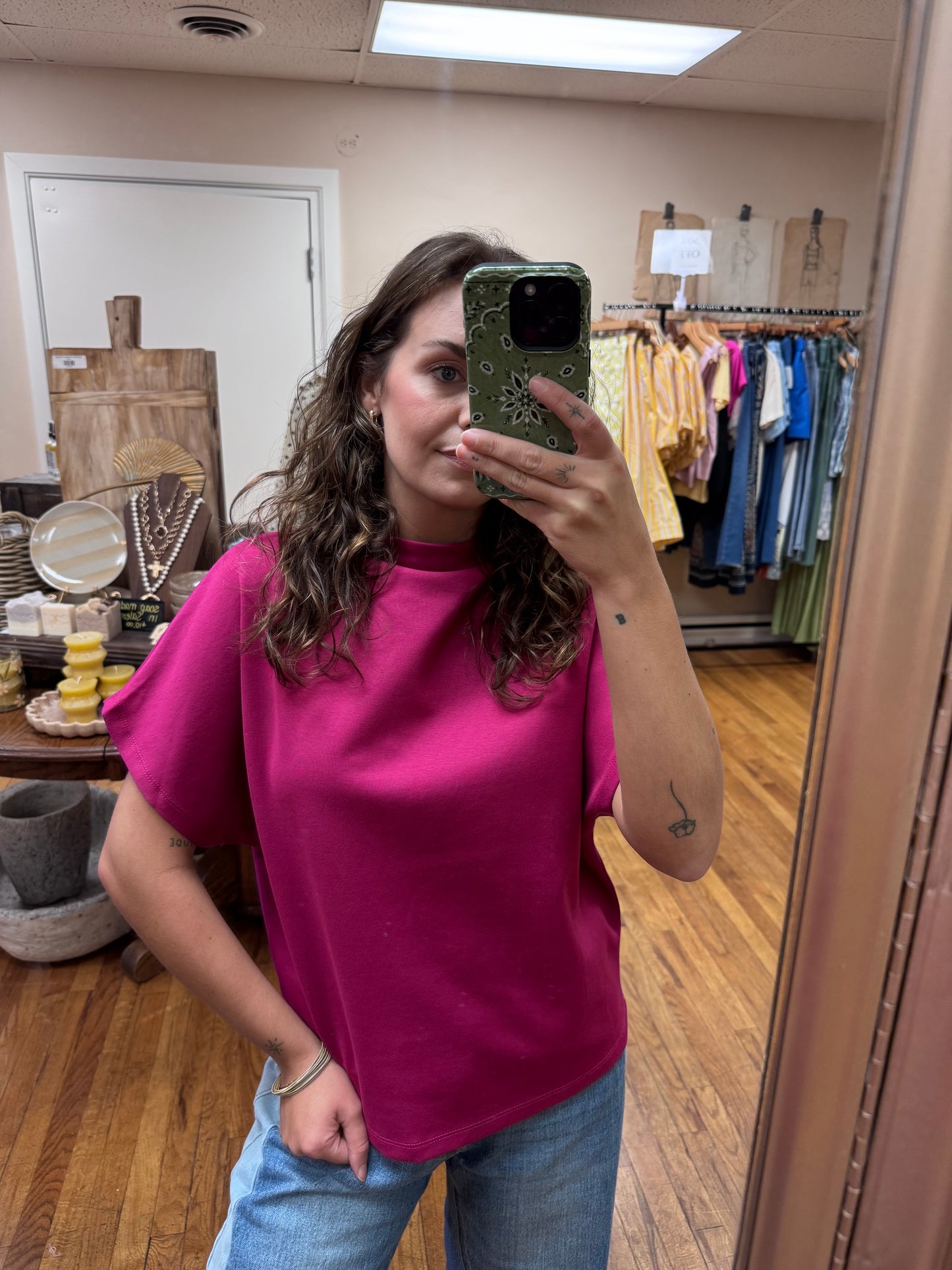 Magenta Bat Wing Top