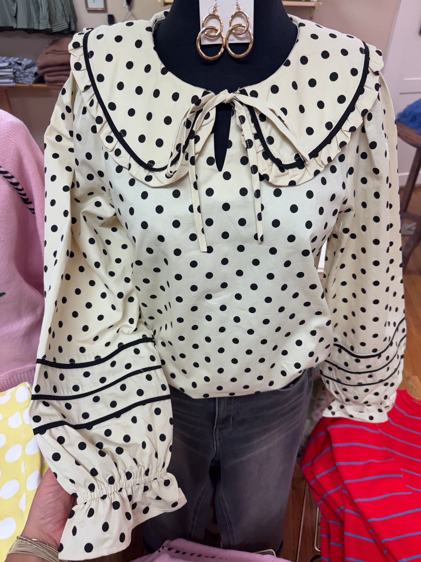 Ivory Polka Dot Blouse