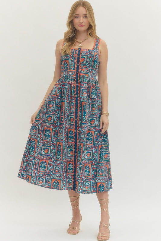 Andi Navy & Orange Dress