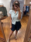 Navy Eyelet Skirt