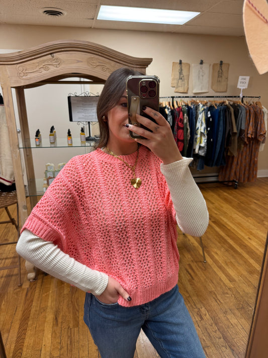 Coral Short Sleeve Sweater