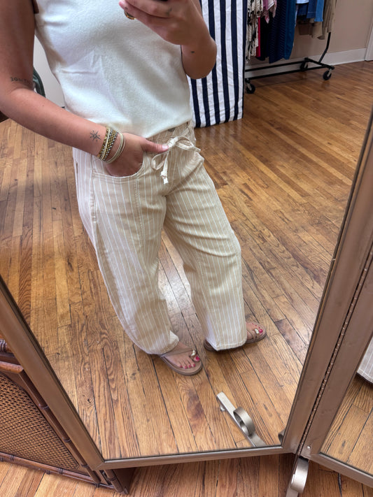Jenni Striped Barrel Jeans