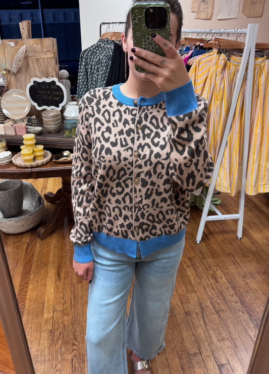 Leopard Contrast Cardigan