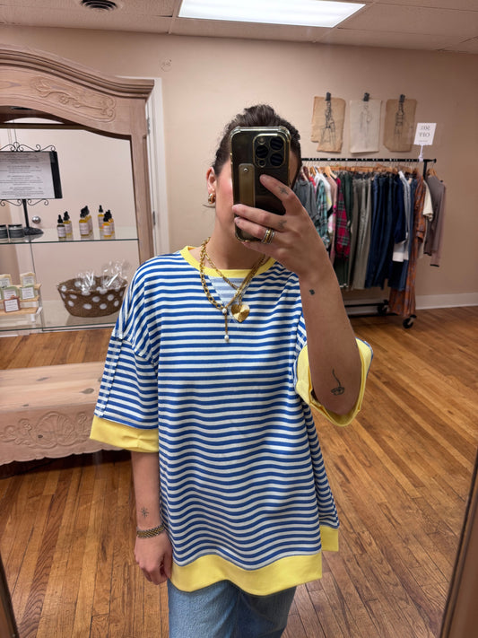Royal Stripes Oversized Top