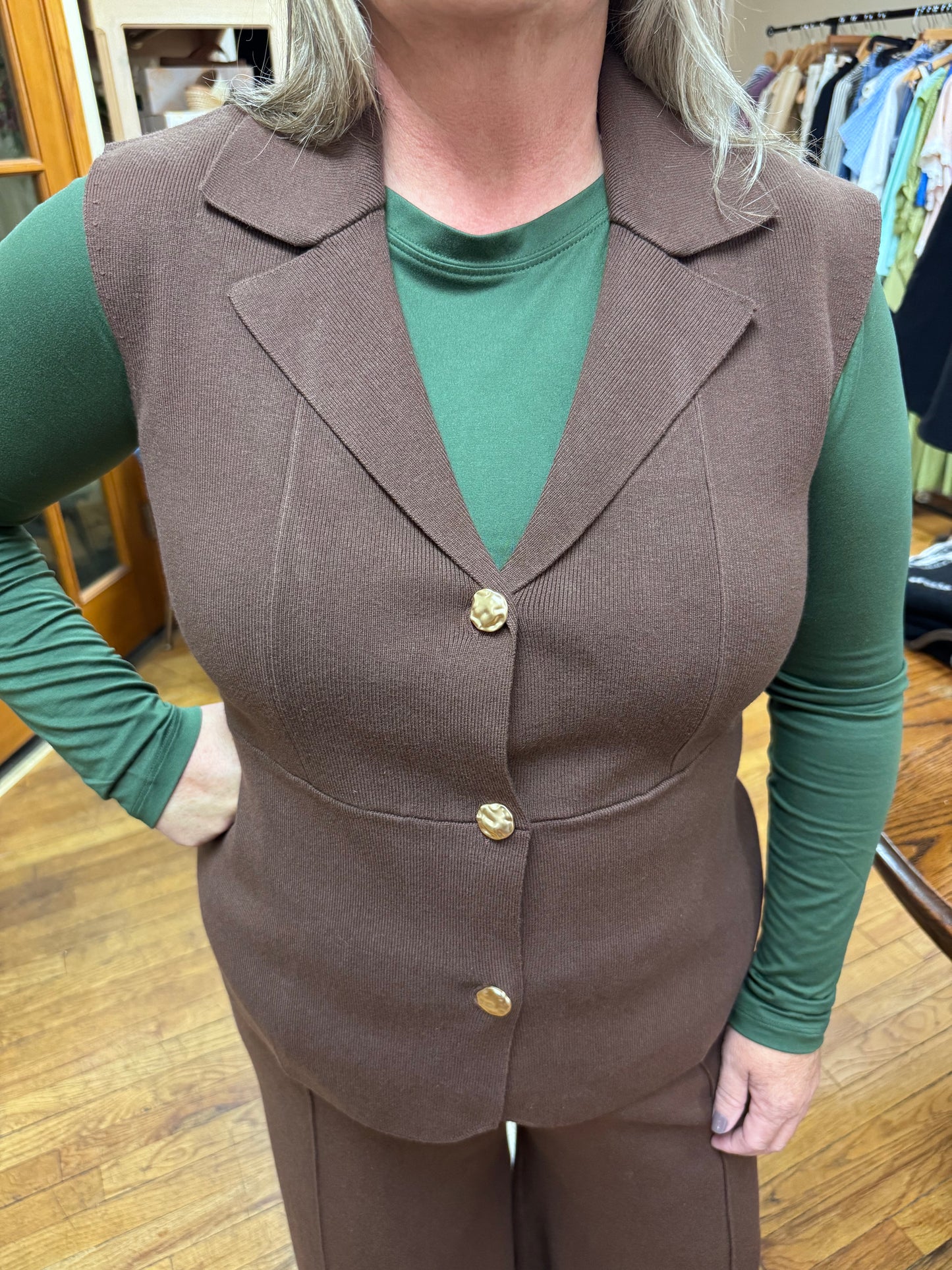 Brown Sweater Peplum Vest