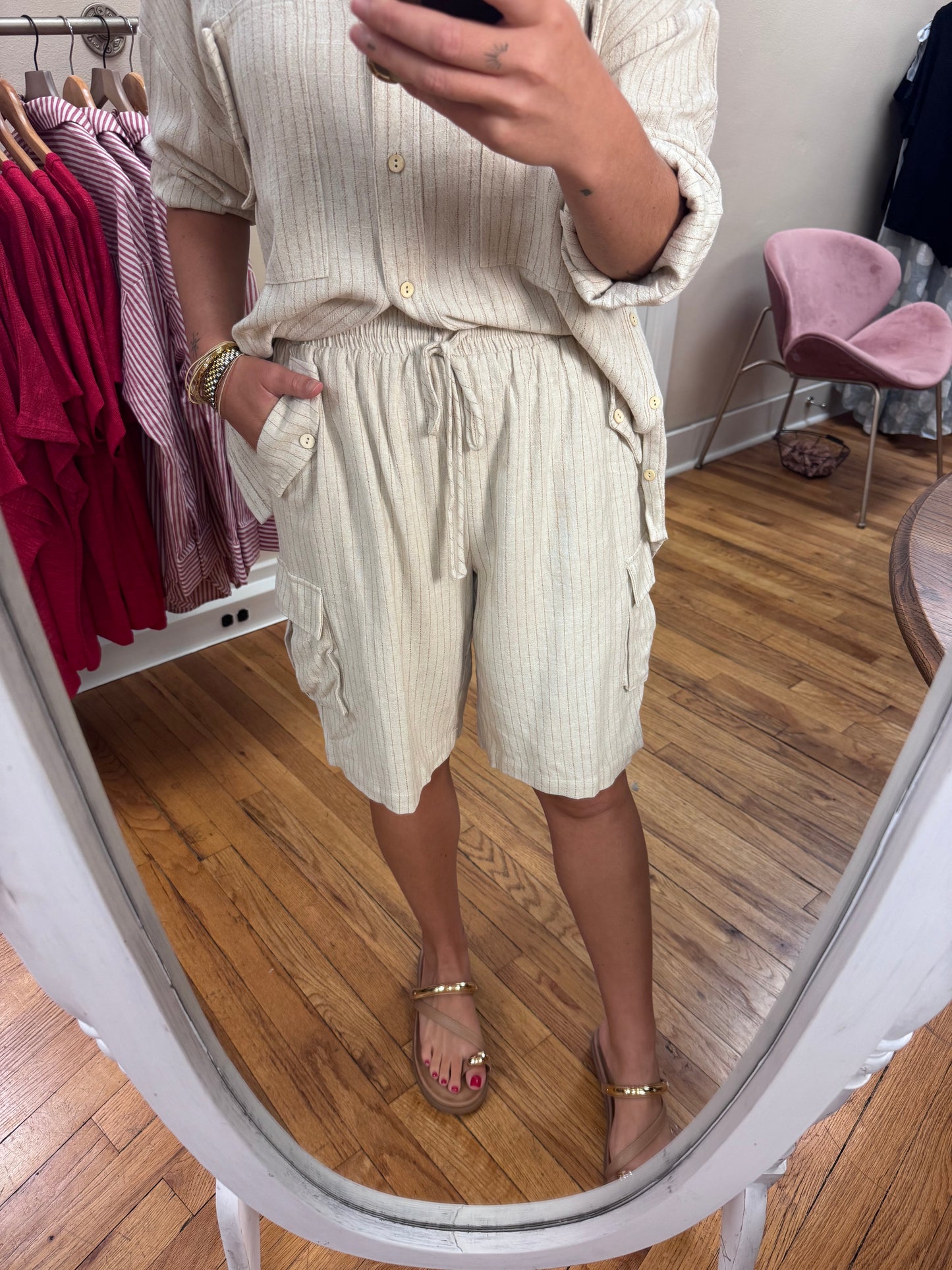 Latte Striped Shorts