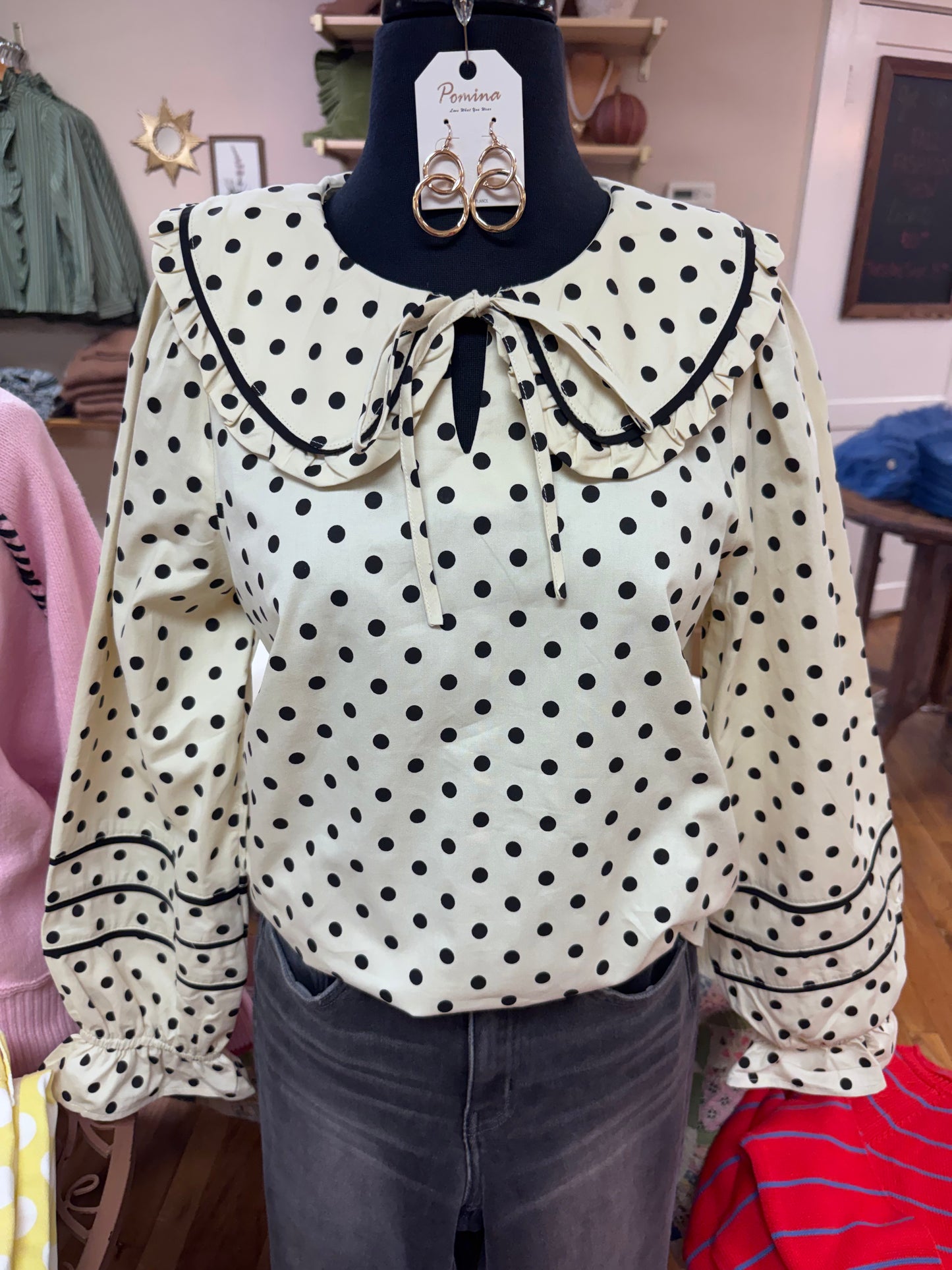 Ivory Polka Dot Blouse