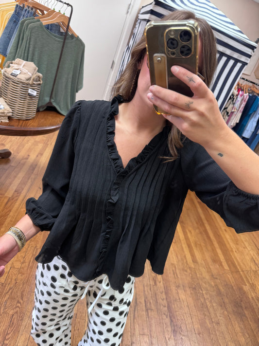 Black Ruffled Blouse