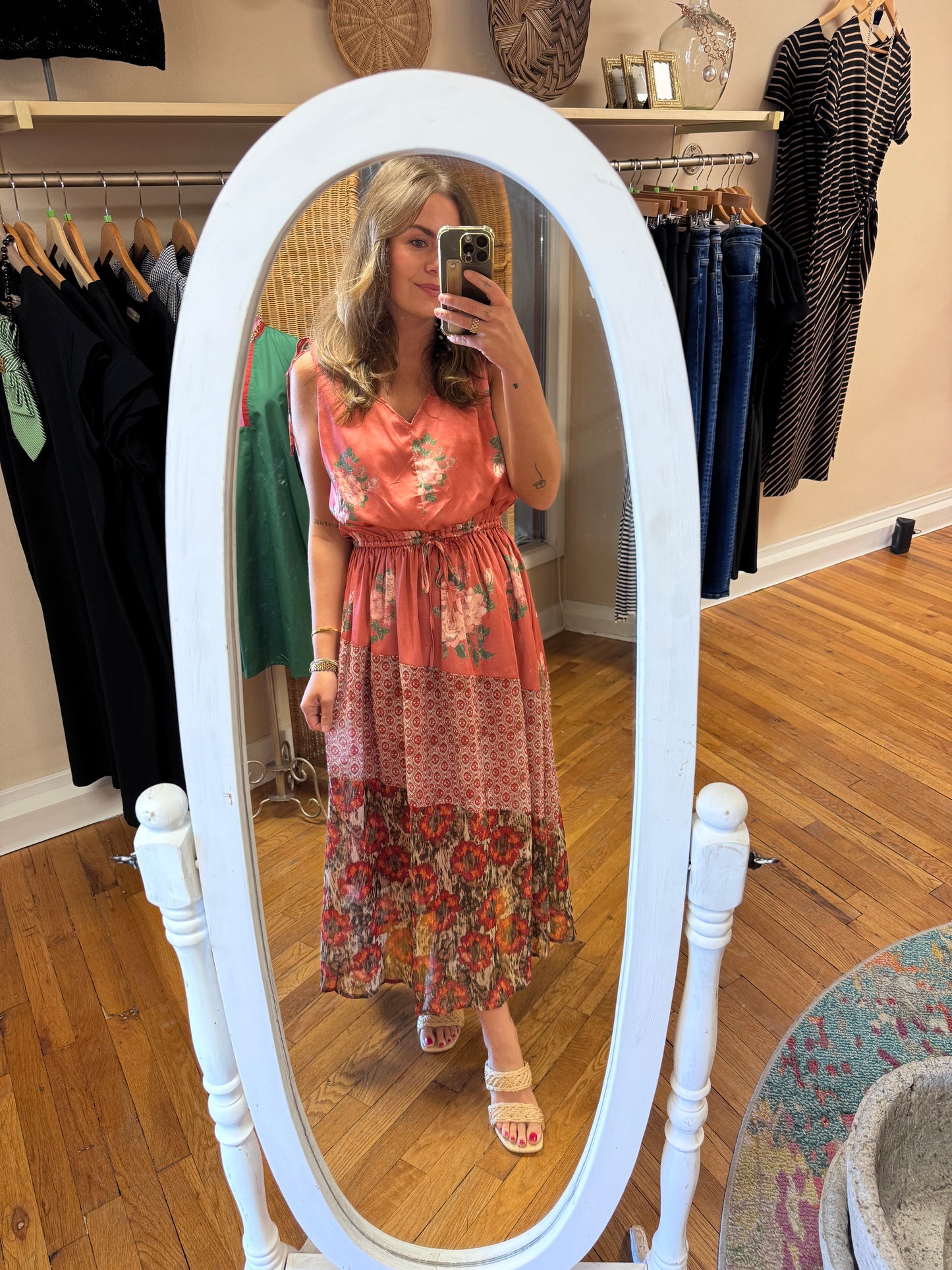Rose Printed Midi Dress