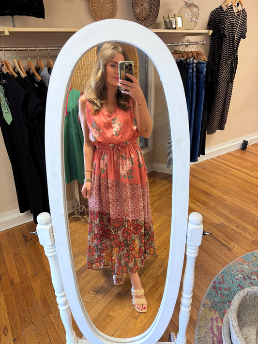 Rose Printed Midi Dress