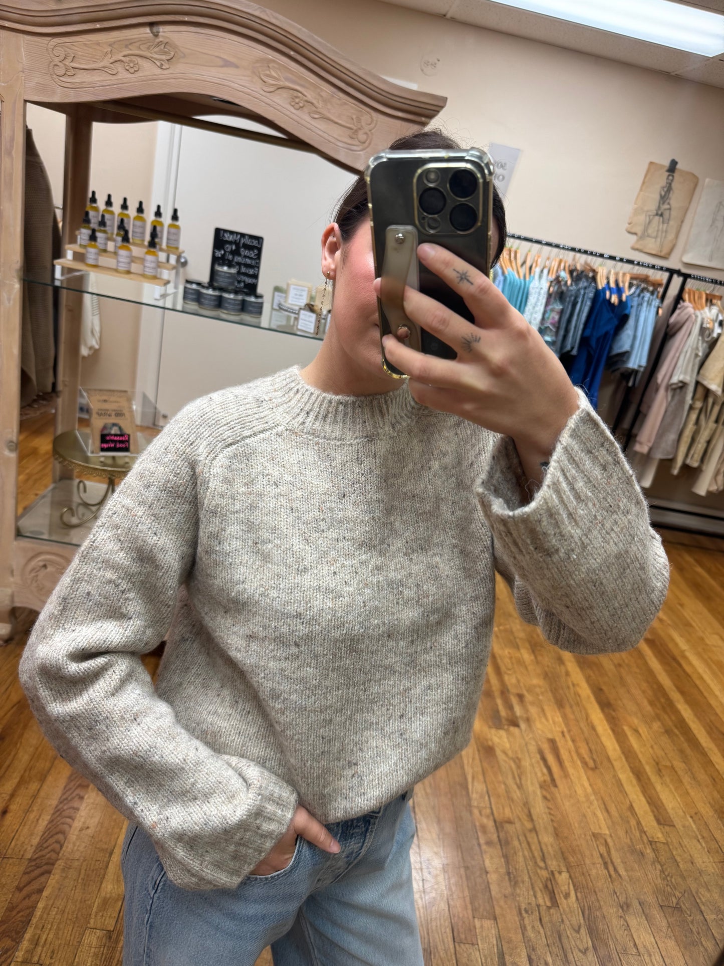 Taupe Speckled Sweater