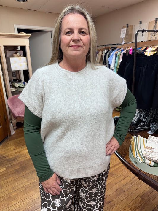 Oatmeal Cap Sleeve Sweater