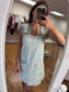 Striped Denim Overall Dress