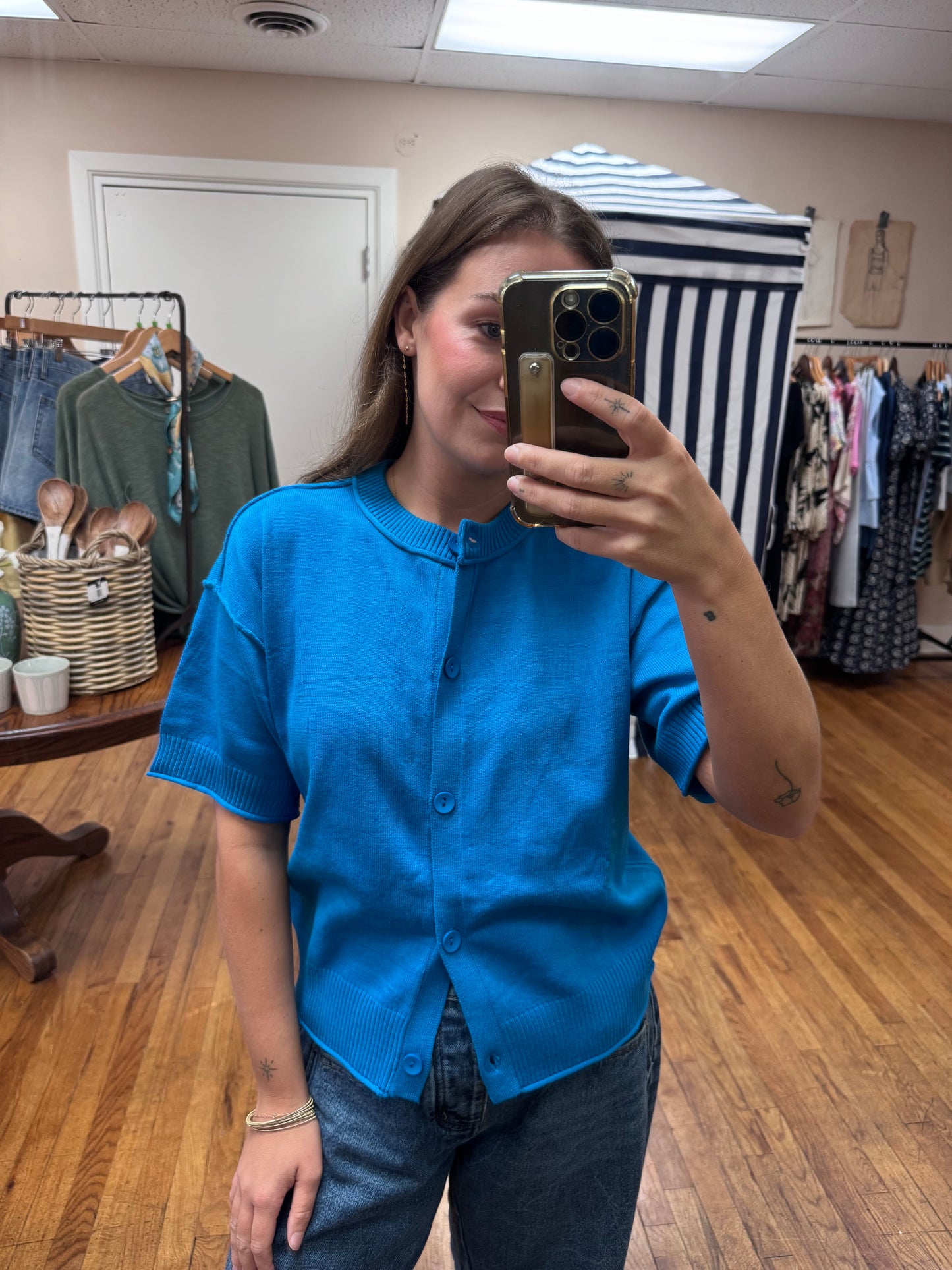 Cobalt Short Sleeve Cardigan