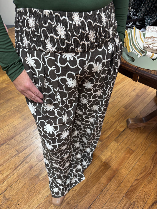 Smocked Floral Pants
