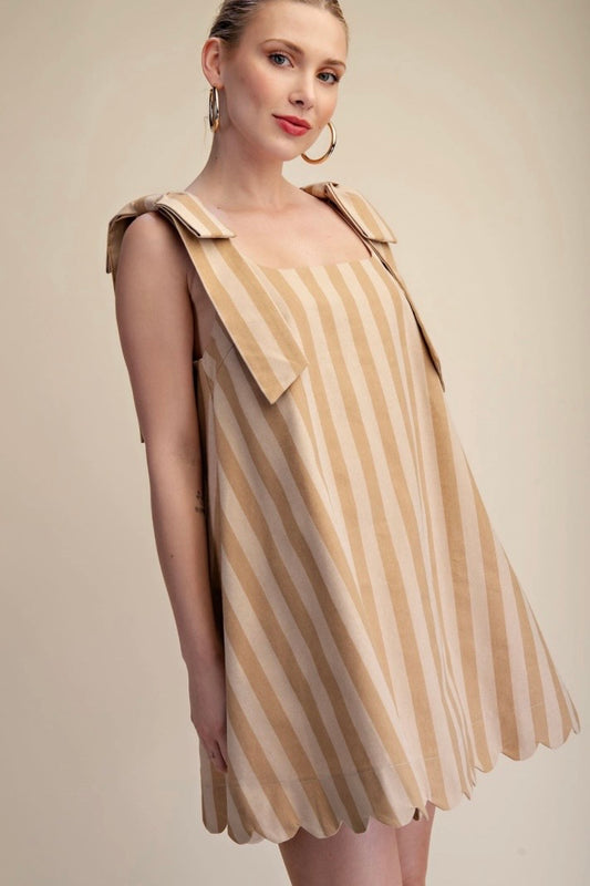 Taupe Striped Mini Dress