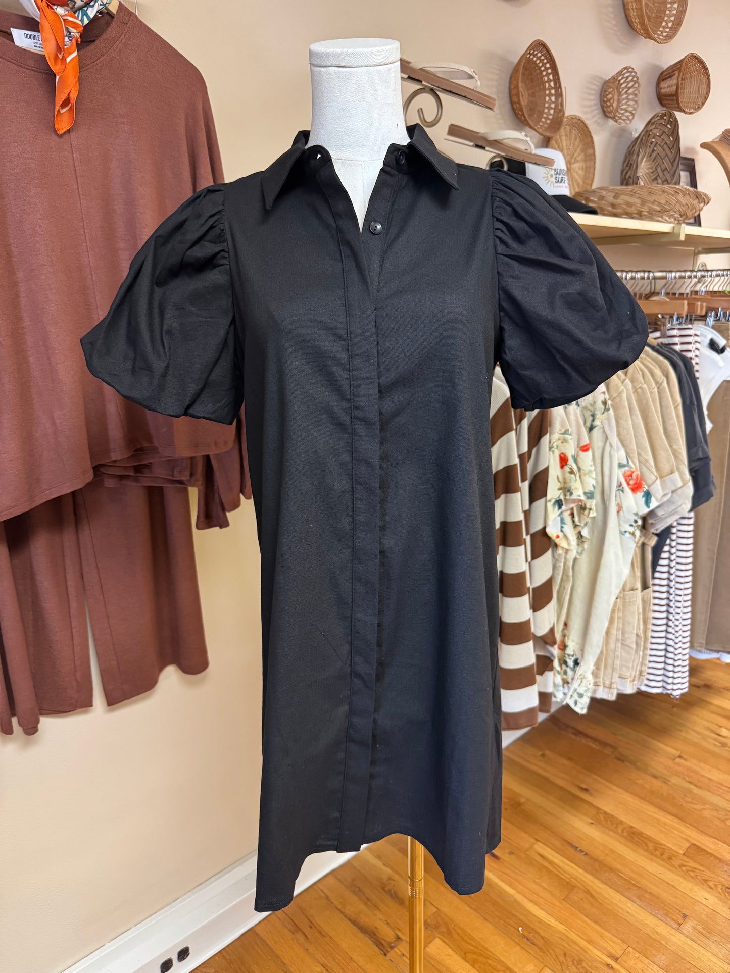 Puff Sleeve Shift Dress