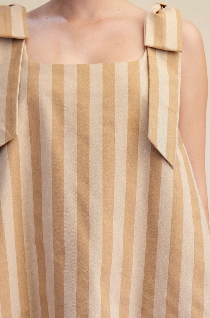 Taupe Striped Mini Dress
