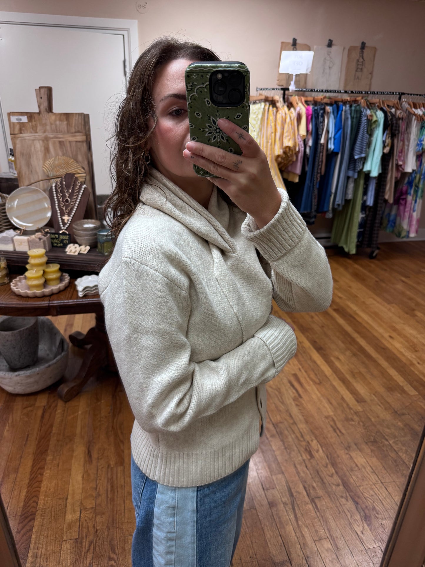 Oatmeal Necktie Cardigan