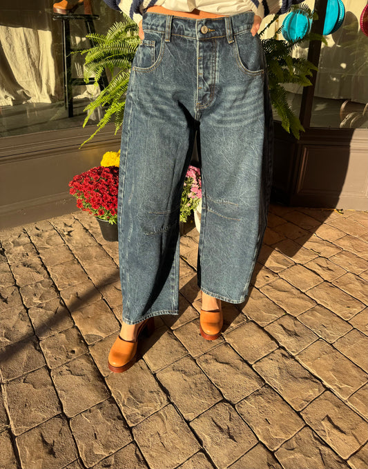 Dark Wash Barrel Jeans