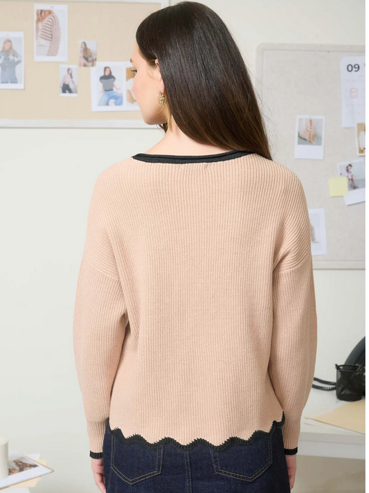 Scalloped Trip Sweater
