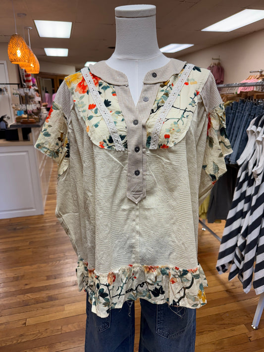 Almond Floral Top