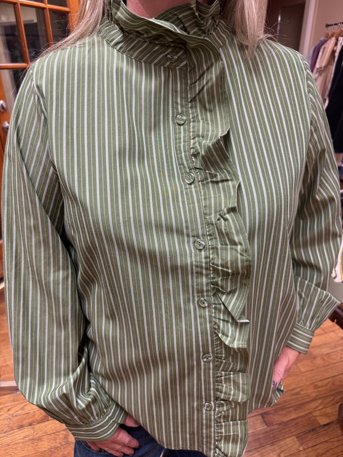 Green Ruffled Blouse