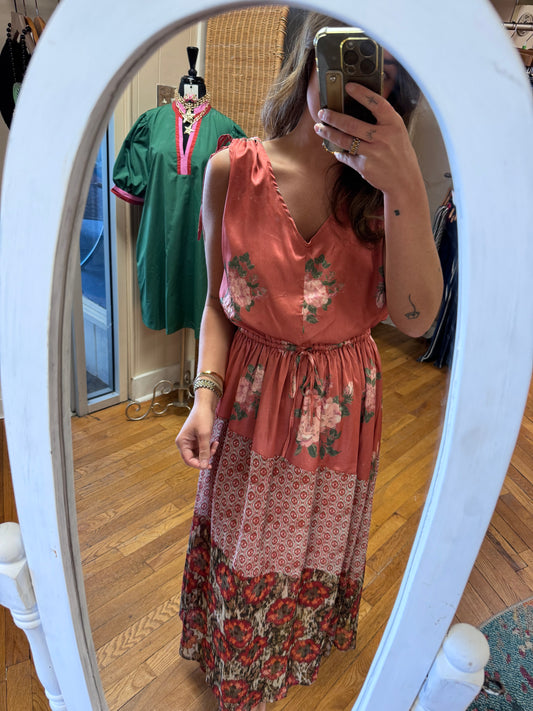 Rose Printed Midi Dress