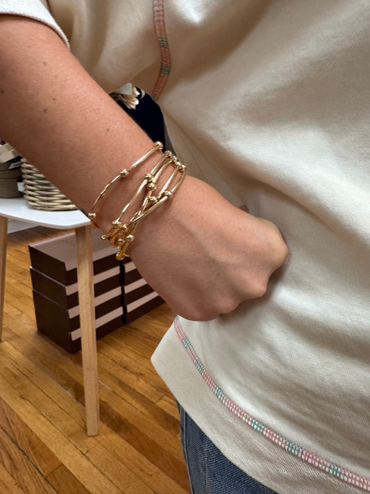 Curved Bar & Ball Bracelet Set