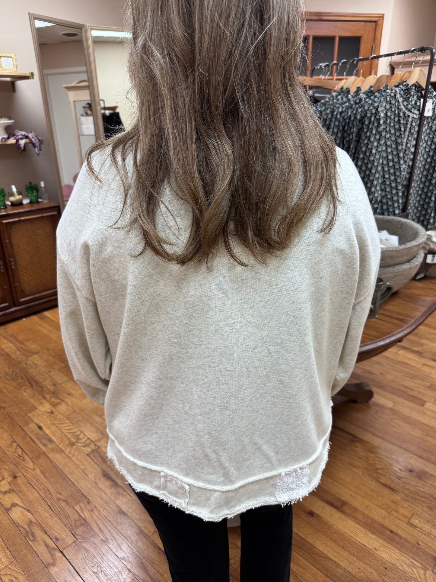 Cut Out Patched Sweatshirt