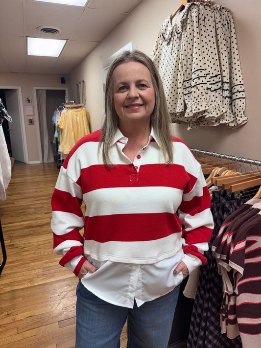 Red Stripe Layered Sweater