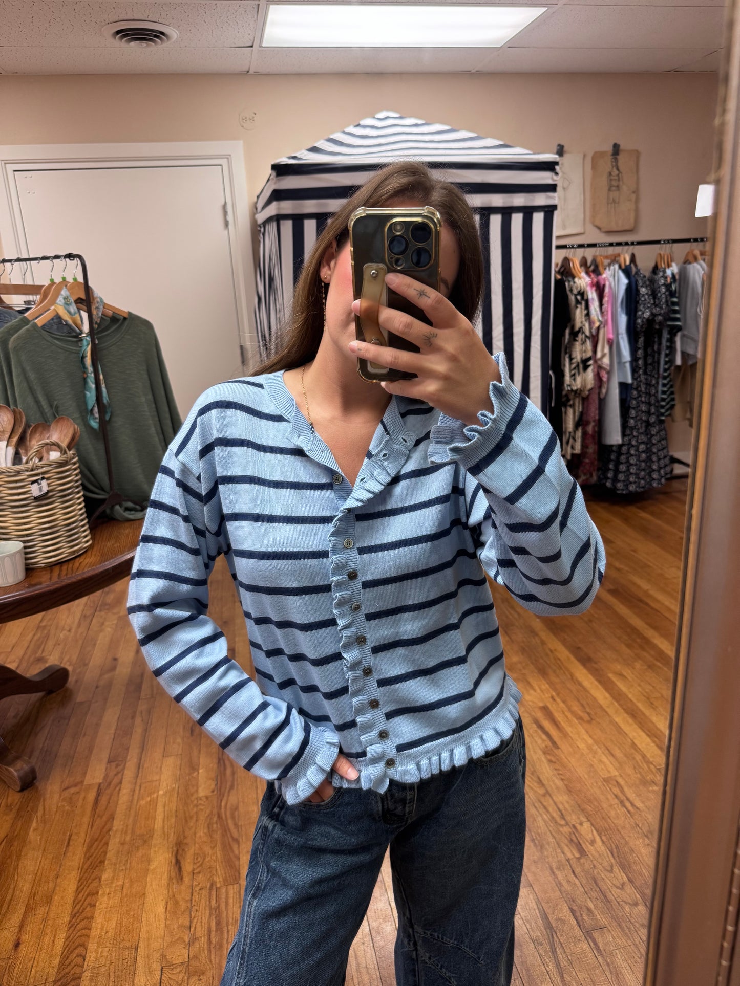 Ruffled Blue Cardigan