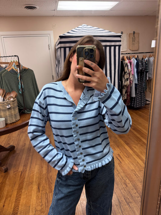 Ruffled Blue Cardigan
