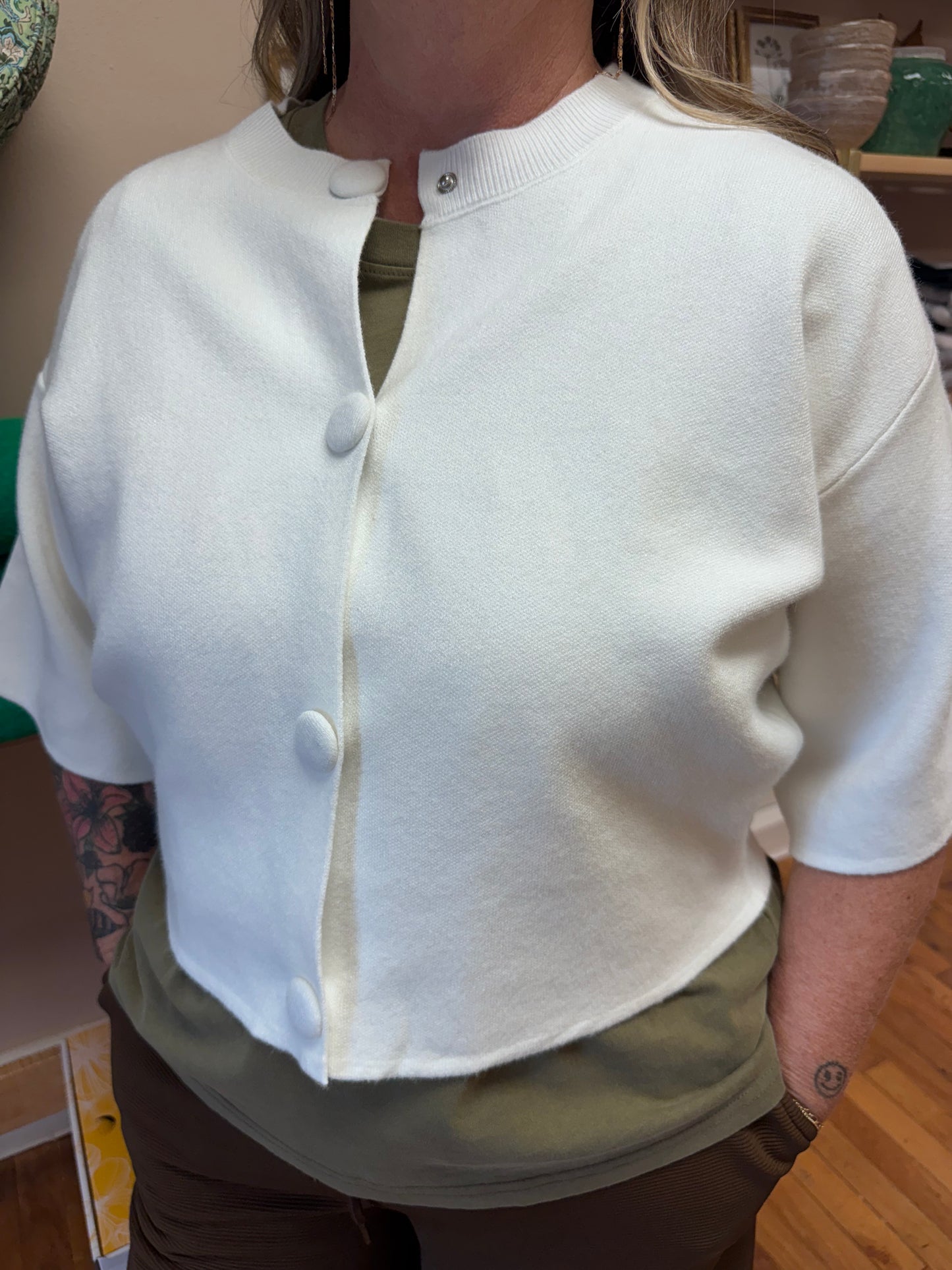 Big Button Ivory Cardigan