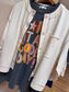 Cream Colorful Stitched Cardigan