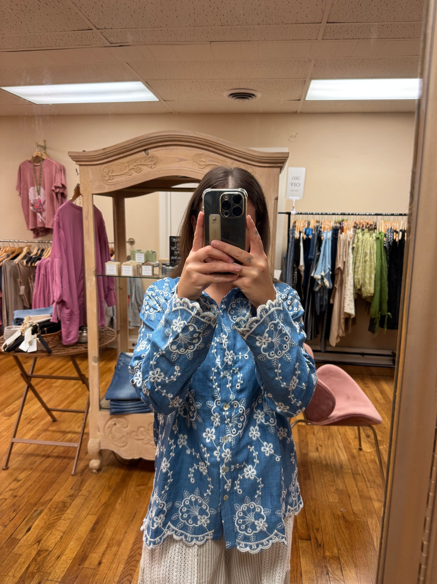 Indigo Bloom Button Down