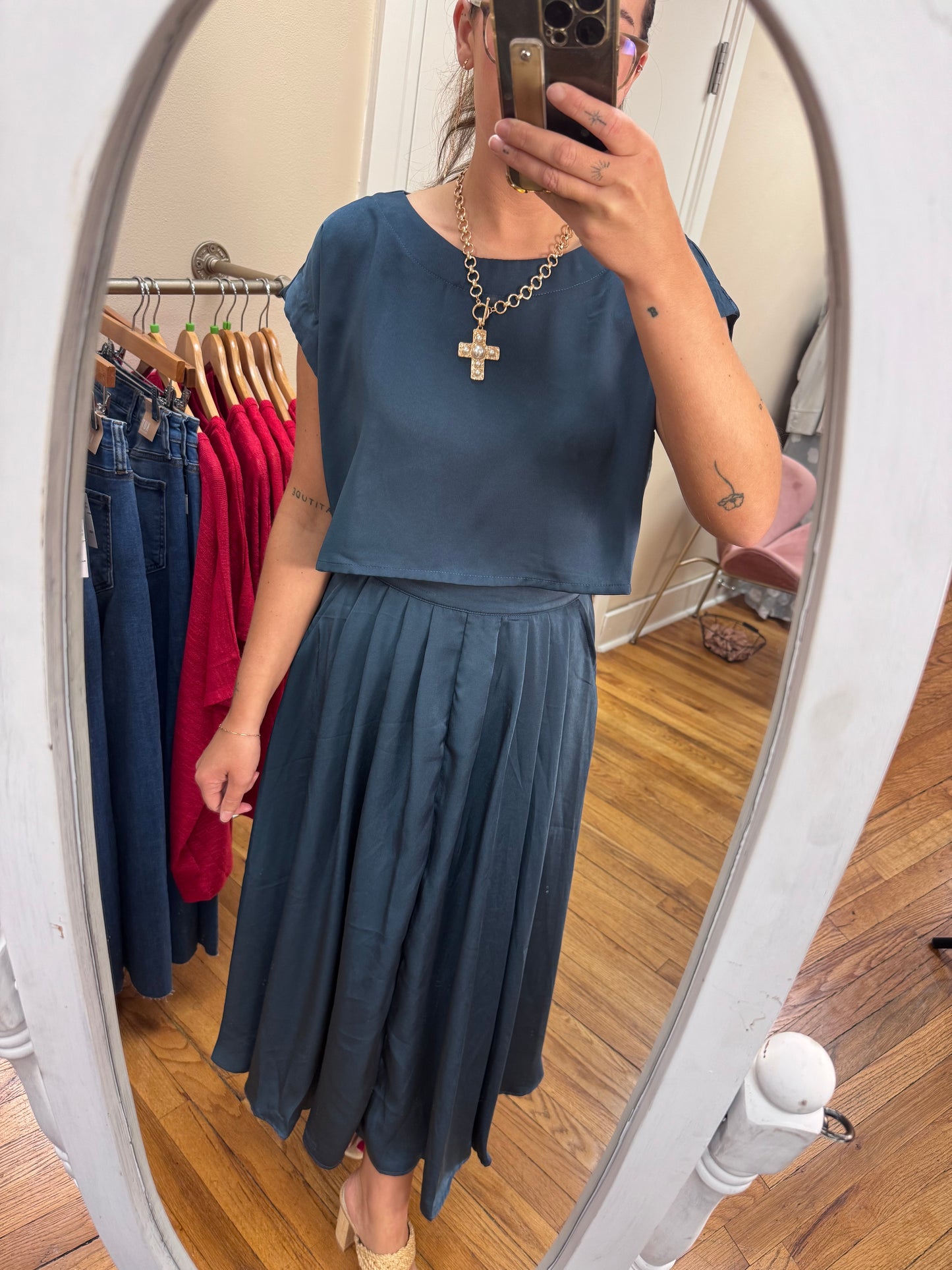 Satin Skirt Set