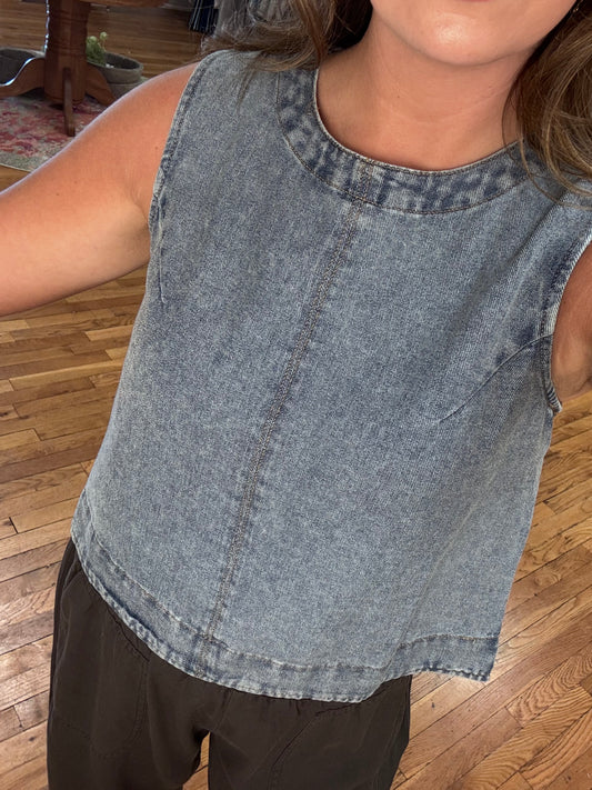 Denim Cropped Tank