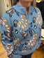 Dusty Blue Jacquard Pullover
