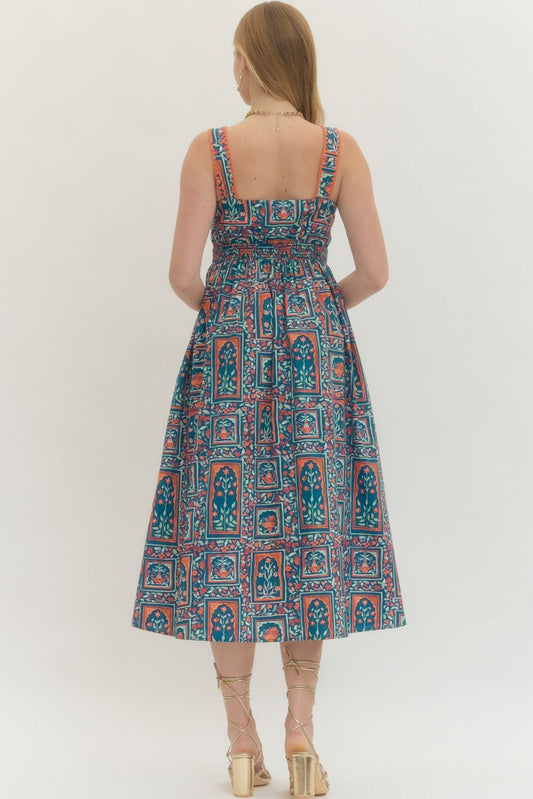 Andi Navy & Orange Dress