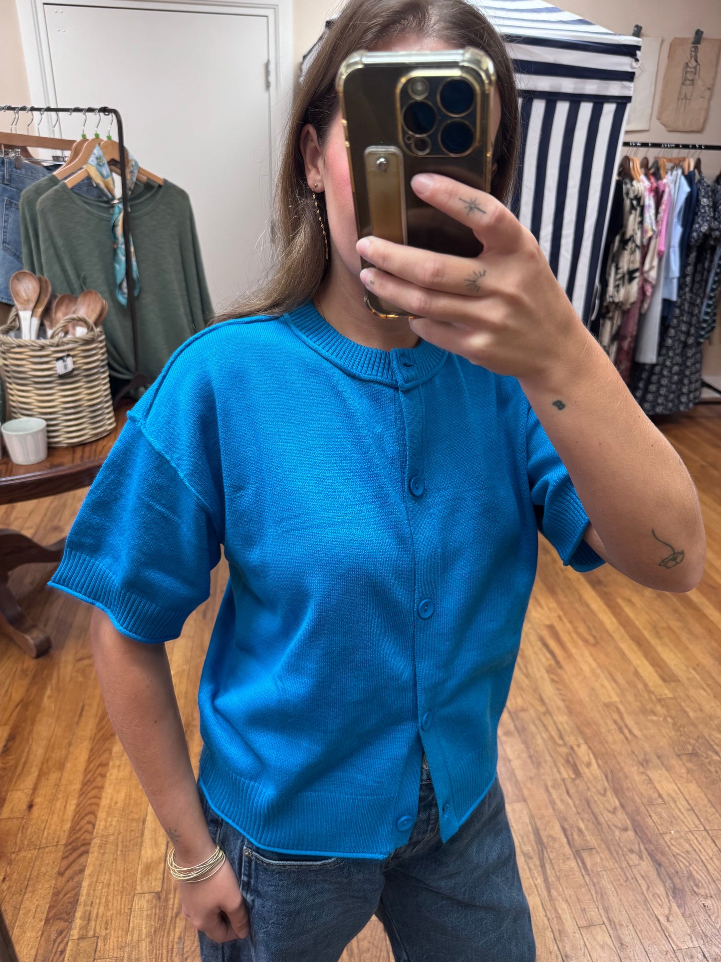 Cobalt Short Sleeve Cardigan