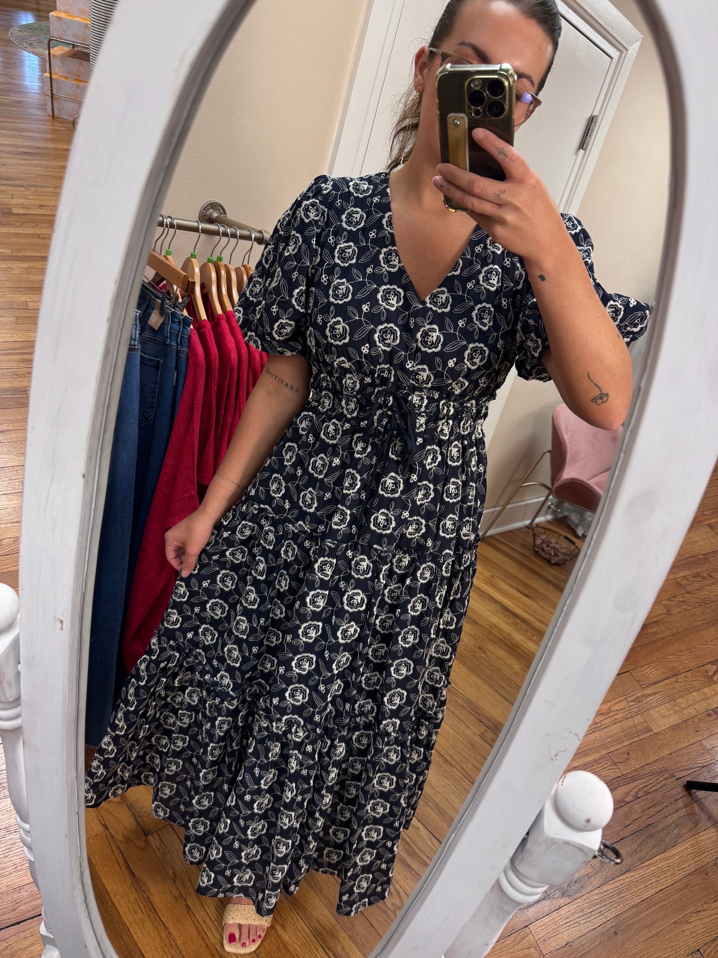 Floral Embroidered Midi Dress