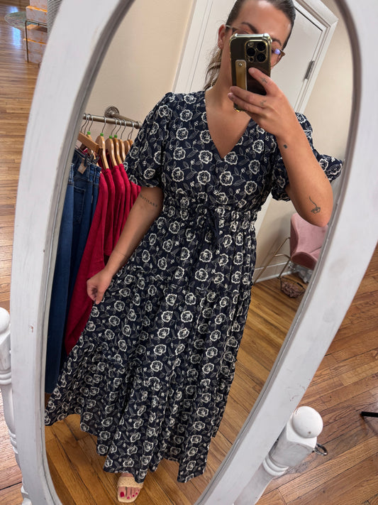 Floral Embroidered Midi Dress